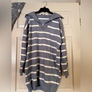 Striped Blue and White Sweater Dress